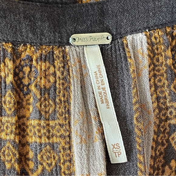 Free People Multicolor Damask Print Cold Shoulder Mini Dress Tunic Size XS - Picture 8 of 9